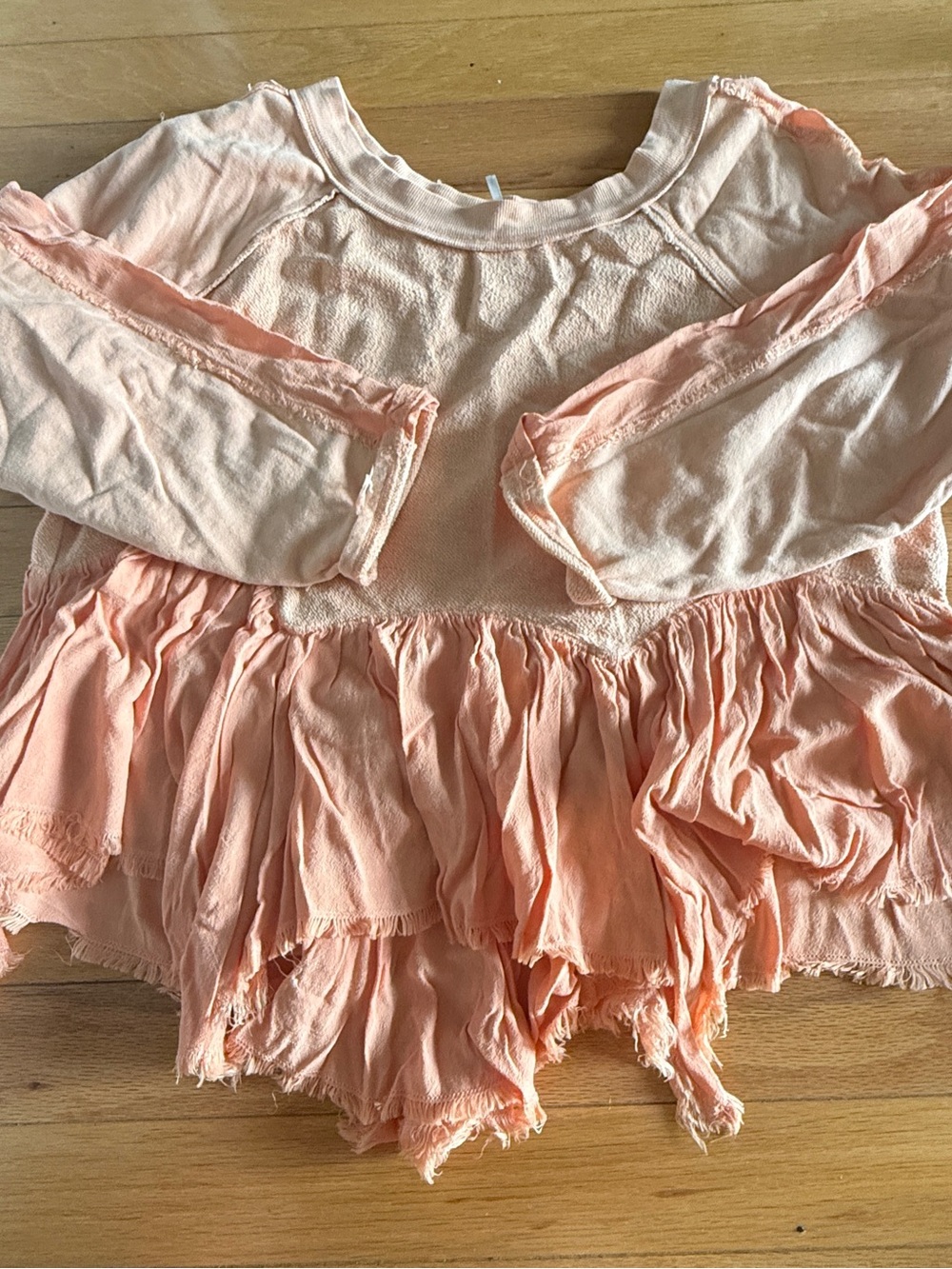 Free People Peach Knit Ruffled Top - Picture 6 of 6